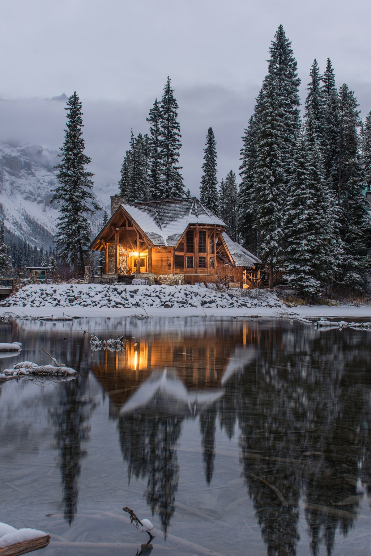 Log cabin in the mountains